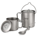 Lixada Titanium cup kit,Lid Collapsible Handle Pieces Set 750ml Set 750ml Pot Handle SporkWith Lid Collapsible 3 Pieces Set Water Cup With 350ml Water Cup Collapsible Handle Spork Huiop