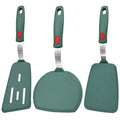 Silicone Spatula, 3 Flexible Spatulas for Non-Stick Pans, Frying, Cooking Flip Tool, Dishwasher Safe, Green, Won't Scratch or Melt Turner