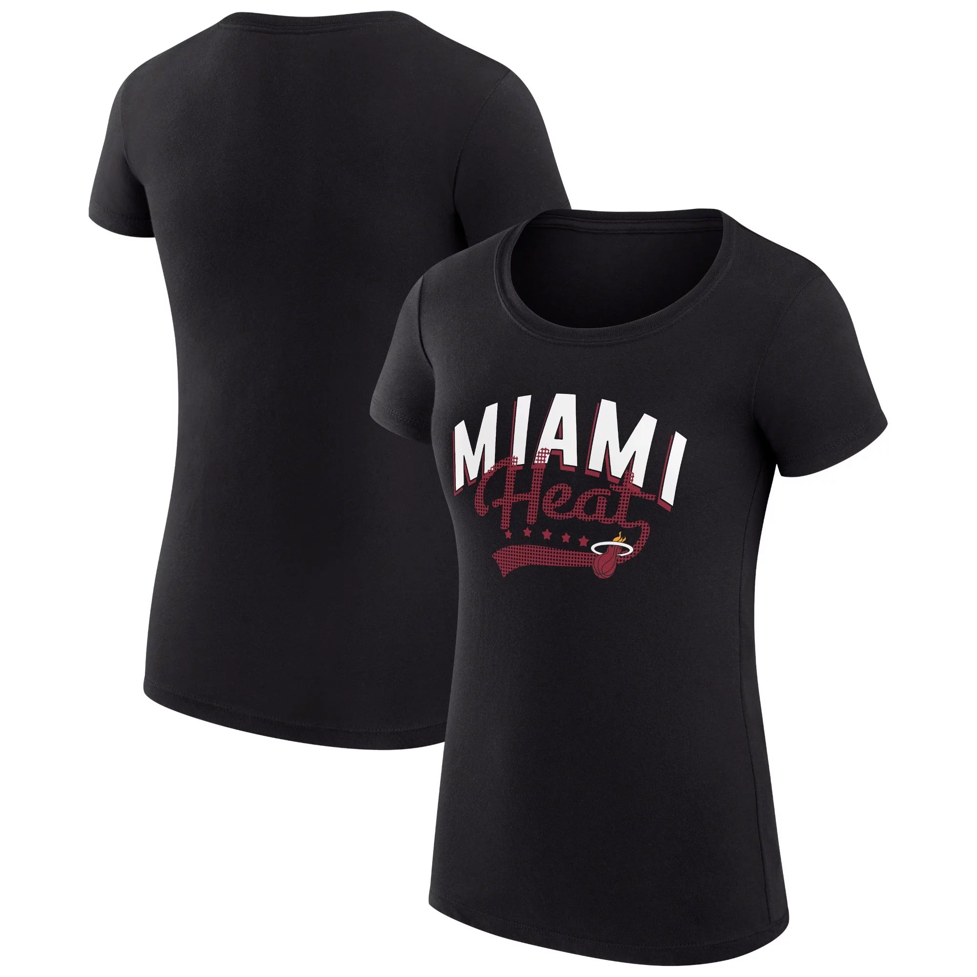 Women's G-III 4Her by Carl Banks  Black Miami Heat Filigree Logo Fitted T-Shirt