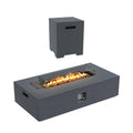56 Rectangular Magnesium Oxide Smokeless Fire Pit Table with Tank Holder and Wind Guard for Backyard Patio Bonfire Party Grey