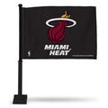 Miami Heat Alternate Double Sided Car Flag with Black Pole -  16 x 19 - Strong Pole that Hooks Onto Car/Truck/Automobile