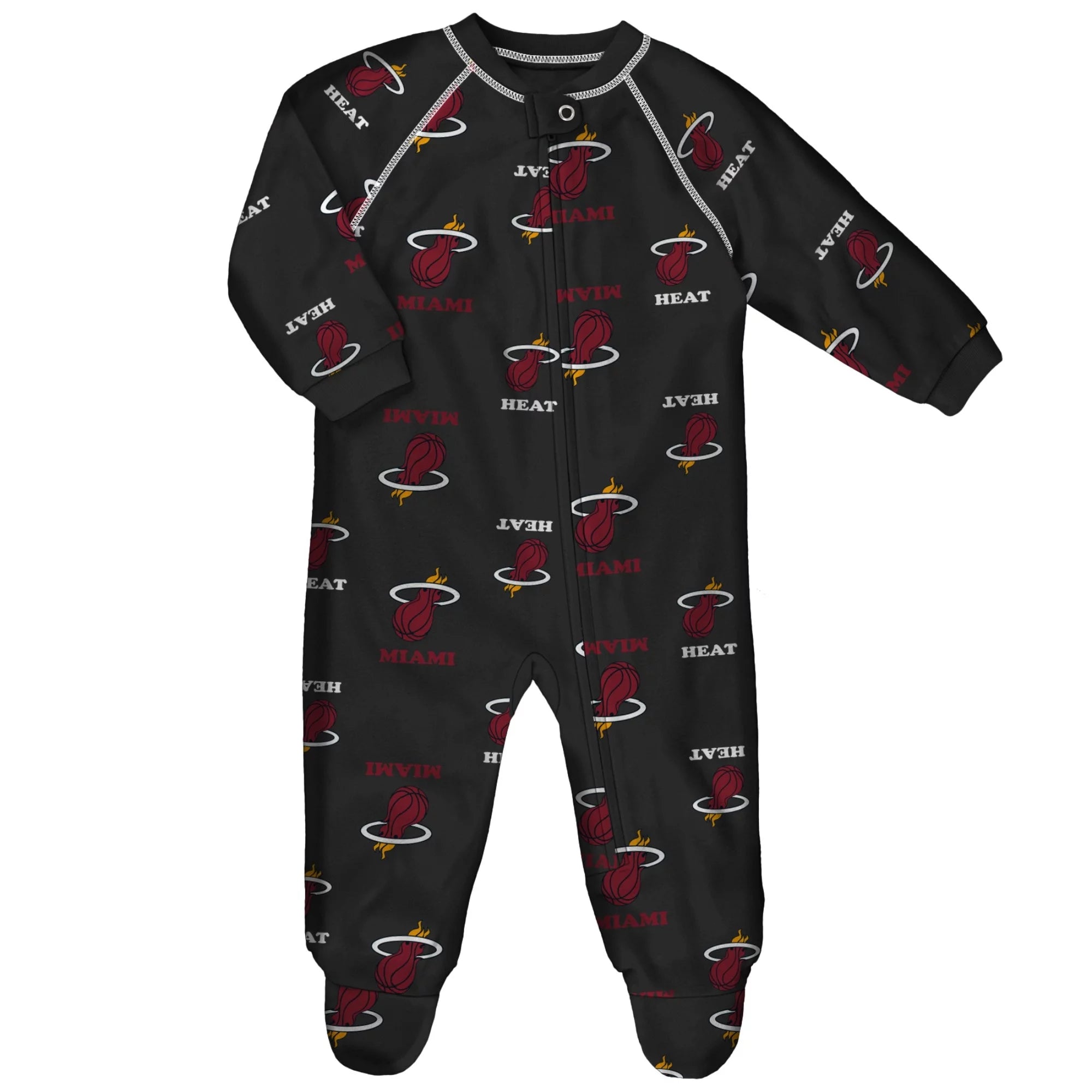 Miami Heat Infant Team Raglan Full-Zip Sleeper - Black