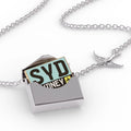 Locket Necklace Airport code SYD / Sydney country: Australia in a silver Envelope Neonblond