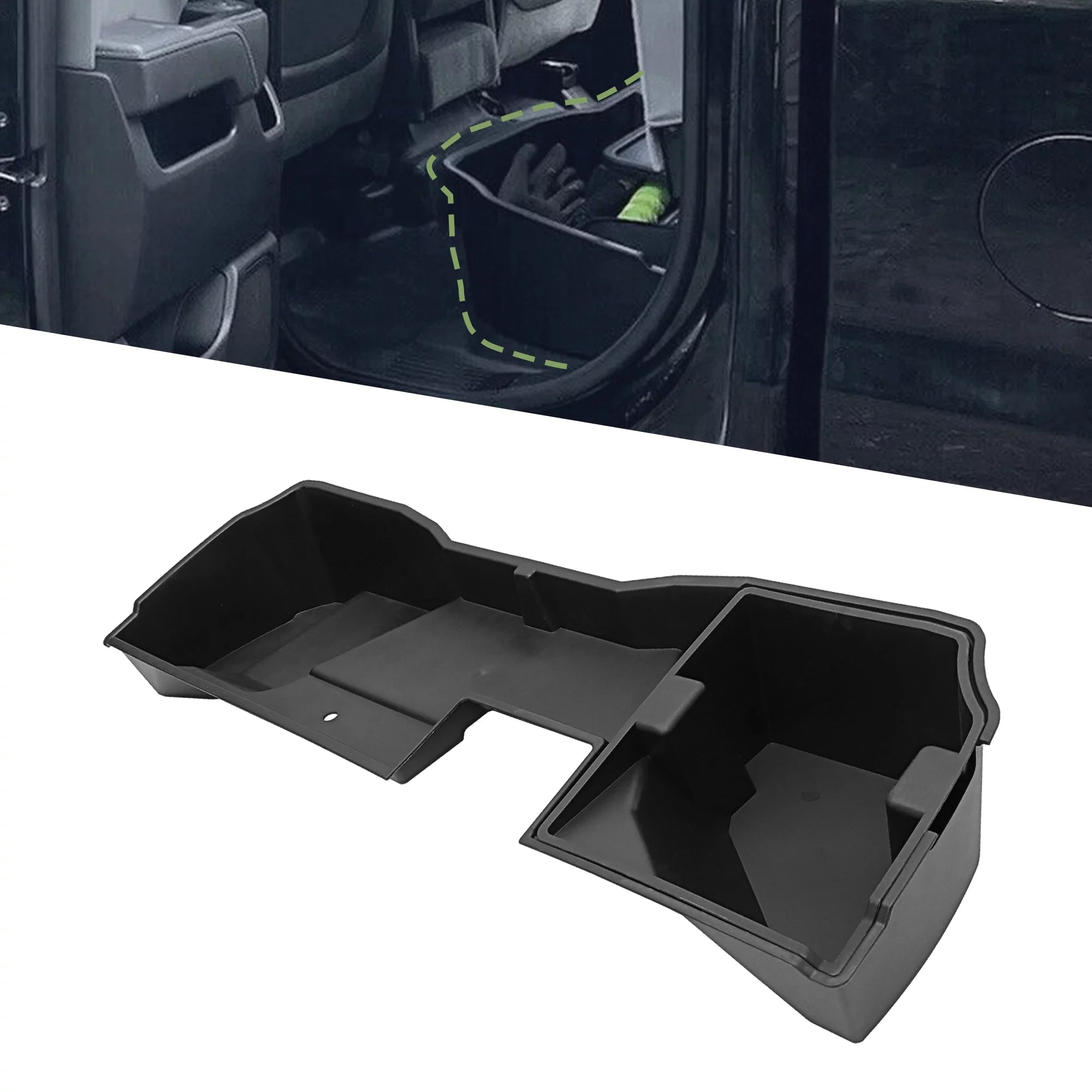 KOJEM Upgraded Rear Under Seat Storage Box for 2014-2018 Chevrolet Silverado/GMC Sierra 1500 Double Cab/2015-2018 Silverado/Sierra 2500HD 3500HD Extended Cab