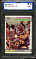 Karl Malone Card 1987-88 Fleer #68 ISA 7.5 NM+