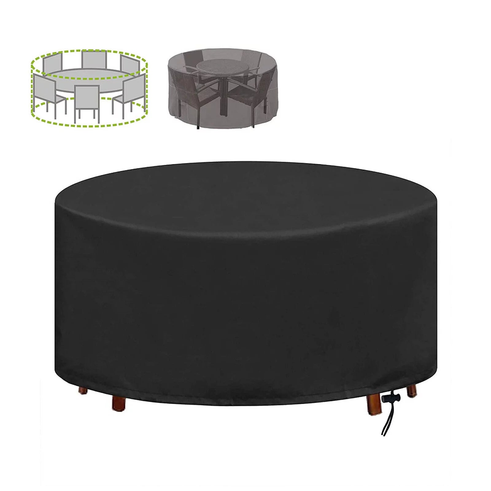 Kaimingweb Round Garden Furniture Cover, 43 H*73 D Outdoor Patio Furniture Cover Waterproof, 210D Oxford Table Chairs Set Cover, All Weather Protection, Black