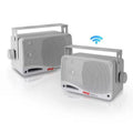 Pyle PDWR42WBT Bluetooth Indoor Outdoor 3.5 Inch Speaker System, White (2 Pack)