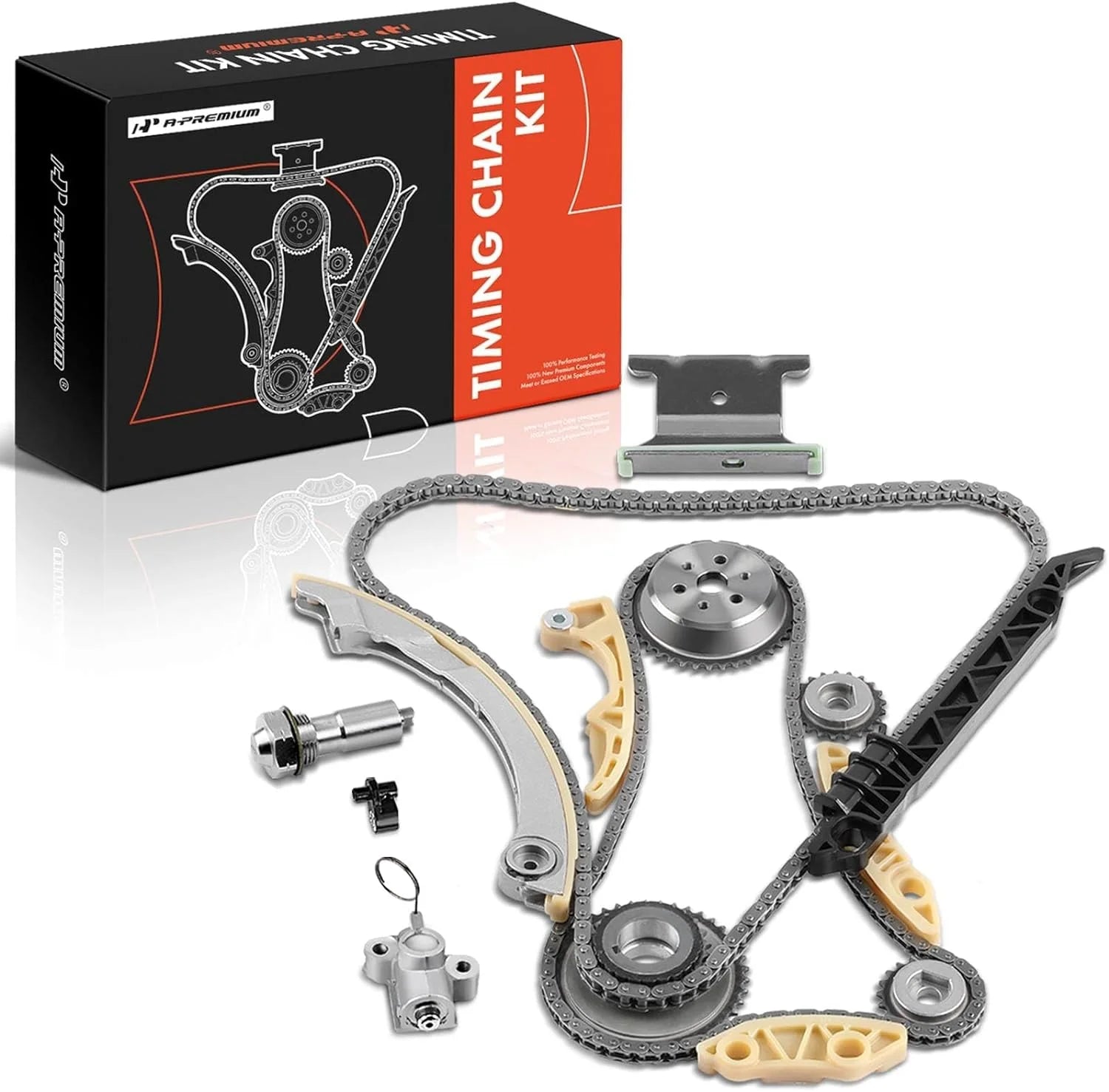 A-Premium Engine Timing Chain Kit W/Tensioner [fit DOHC, 4Cyl 2.0 2.2 2.4L] Compatible with Chevy & Buick & GMC & Pontiac & Saab & Saturn, fits Equinox, HHR, Terrain, G6, Ion, Sky, Verano, LaCrosse