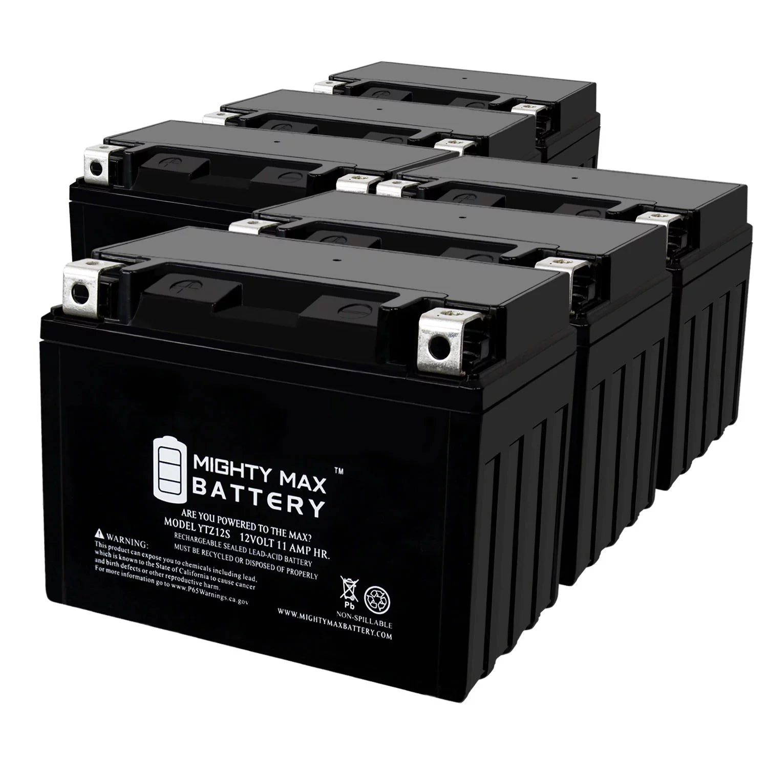 YTZ12S 12V 11Ah Replacement Battery compatible with Honda NSS250 FSC600 Reflex Silver Wing - 6 Pack