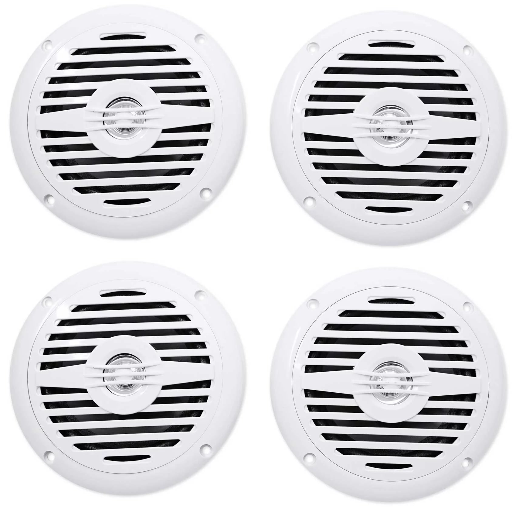 (4) Rockville MS525W 5.25 200 Watt Waterproof Marine Boat Speakers 2-Way White