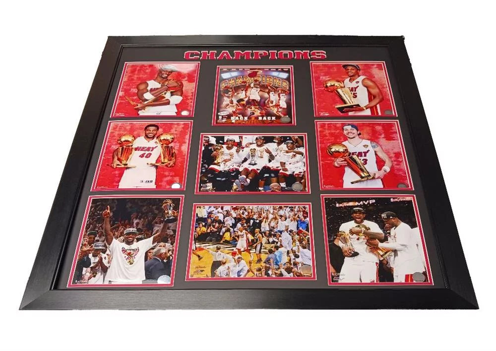 Miami Basketball Champions 30x34 Custom Frame