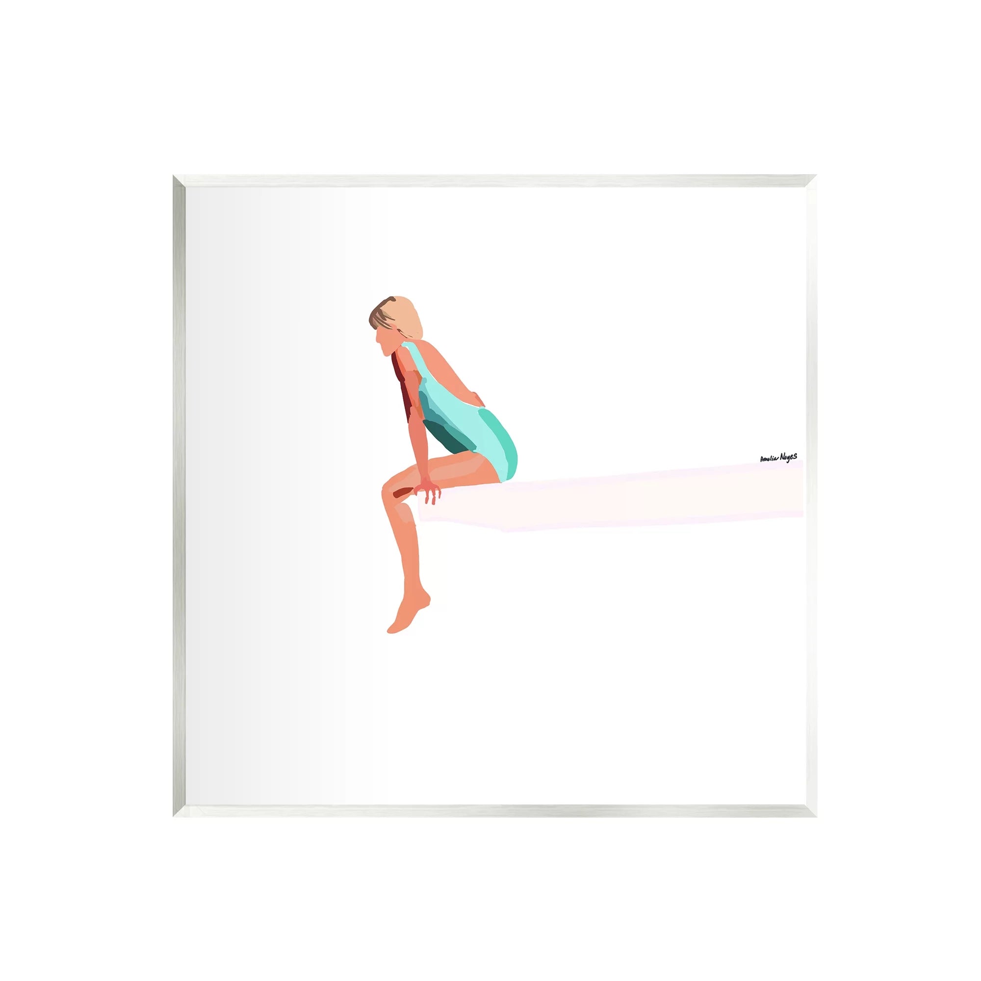 Stupell Industries Woman Sitting Diving Board Summer Beach Pool Graphic Art Unframed Art Print Wall Art, Design by Amelia Noyes