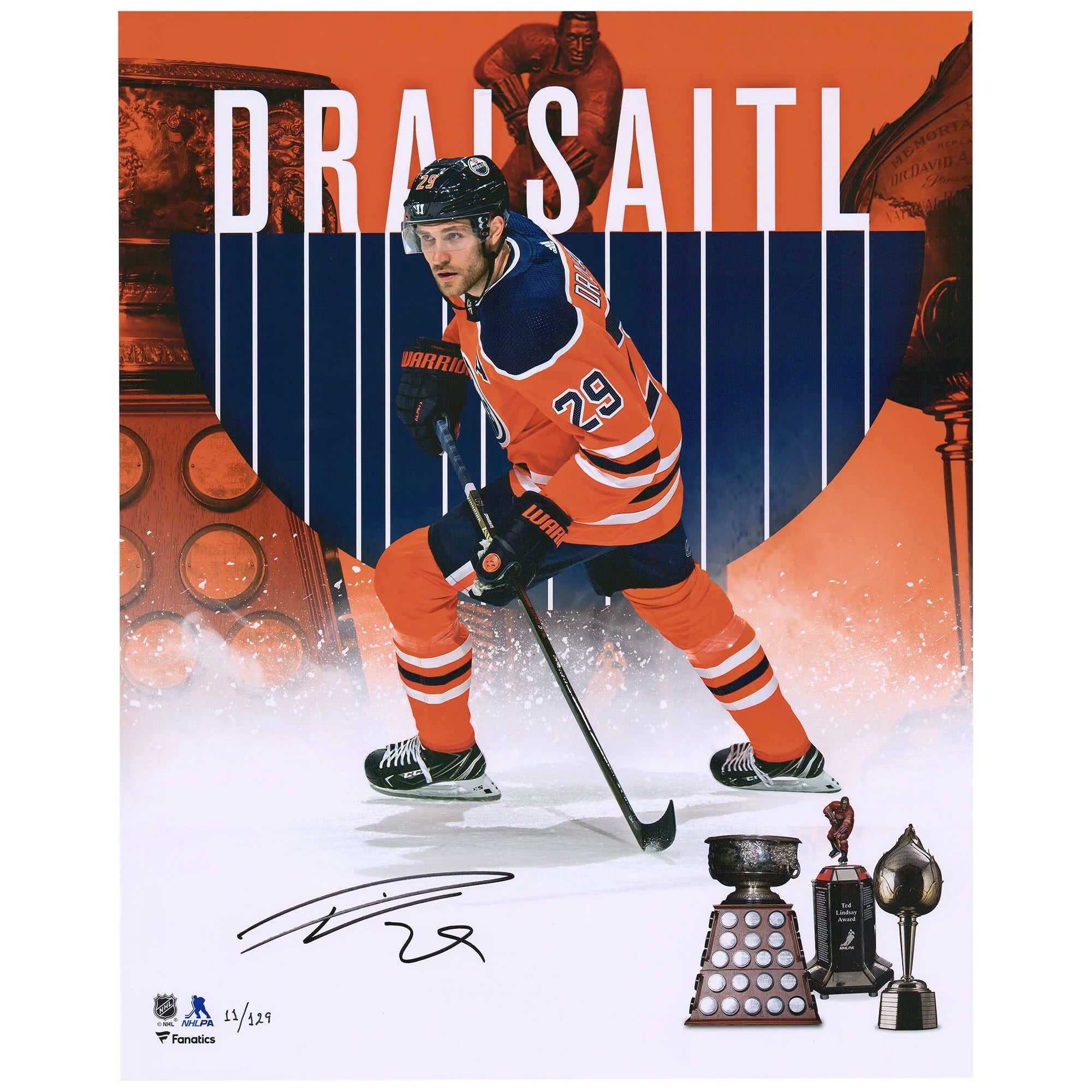 Leon Draisaitl Edmonton Oilers Autographed 2020 Hart & Art Ross Stylized Photograph - Limited Edition of 129 - Fanatics Authentic Certified