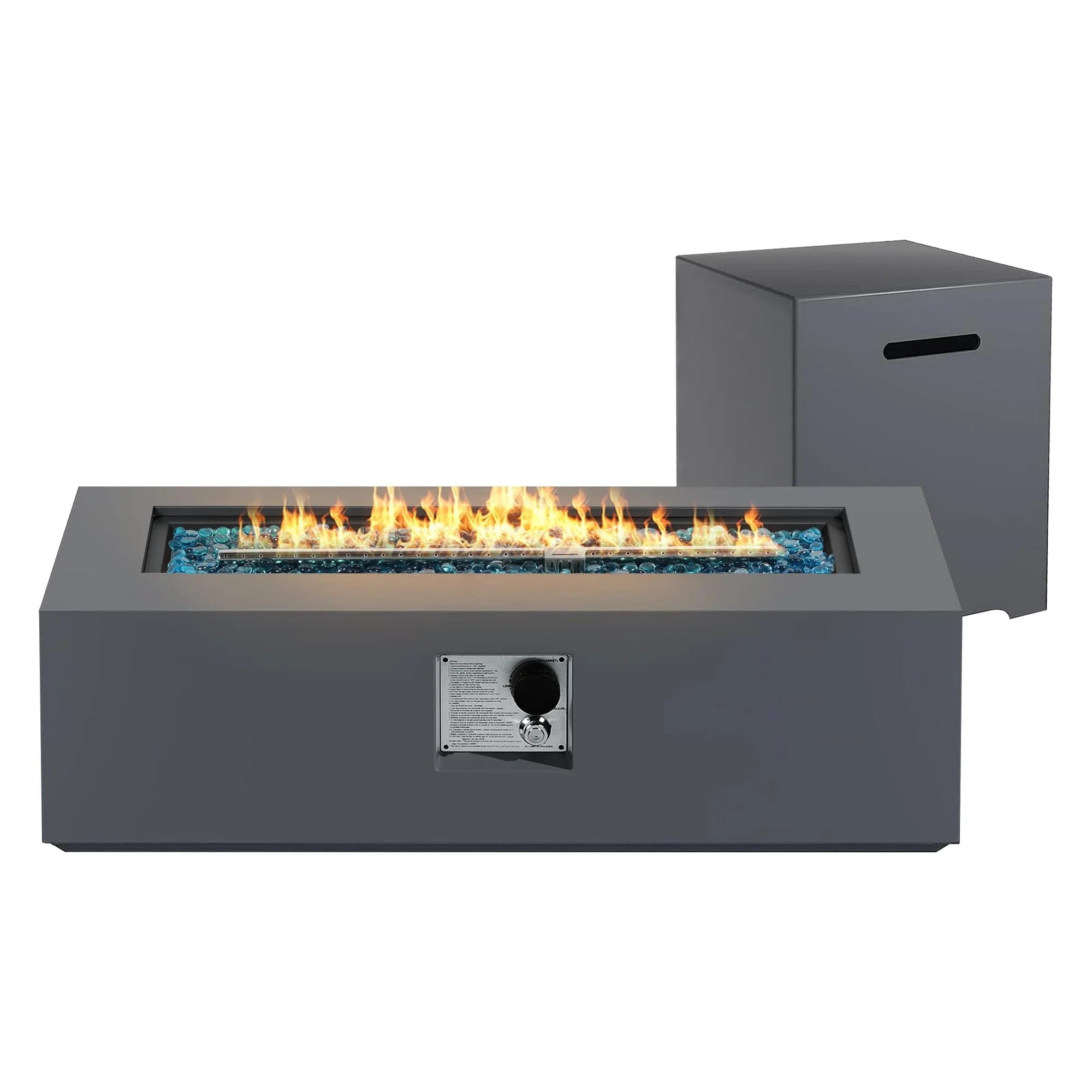 42 Inch Outdoor Propane Fire Pit Table, 50,000 BTU Iron Rectangular Gas Fire Pits for Outside