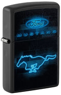 Zippo Ford Mustang Neon Logo Black Matte Pocket Lighter