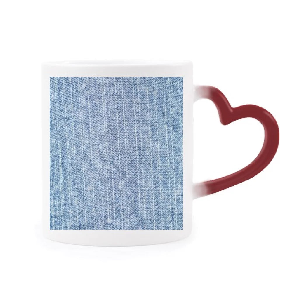 Denim Jean Cowboy Lining Textile Heat Sensitive Mug Red Color Changing Stoneware Cup