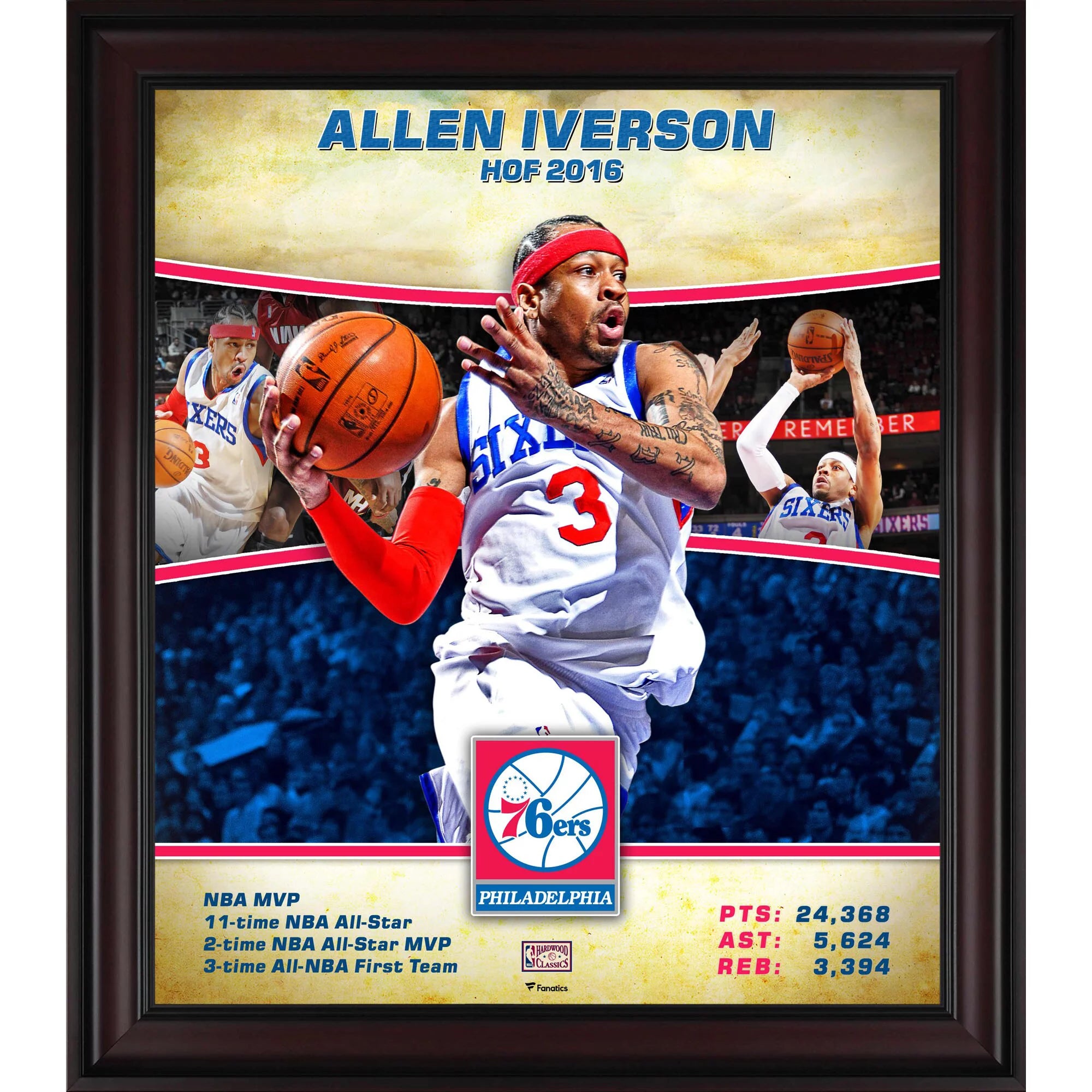 Allen Iverson Philadelphia 76ers Framed 15 x 17 Hardwood Classics Player Collage