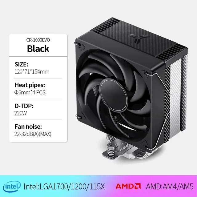 EVO CPU Processador Air Cooler 4 Heat Pipes ARGB PWM D-TDP 220W Radiator for  LGA1700 1200 115X  AM4 AM5