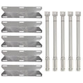 5-Pack BBQ Gas Grill Tube Burner & Heat Shield Plate Tent Replacement Parts for Sams 720-0582 - Compatible Barbeque Stainless Steel Pipe Burners & Flame Tamer, Guard, Deflector, Flavorizer Bar