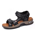 Lopsie Mens Waterproof Beach Sandals Leather Sandals Open Toe Outdoor Hiking Sandals Air Cushion Sport Sandals