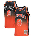 Men's Mitchell & Ness Latrell Sprewell Orange/Black New York Knicks 1998/99 Hardwood Classics Fadeaway Swingman Player