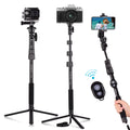 Andoer 54-inch Extendable Selfie Stick Tripod Stand Aluminum Alloy with Detachable Desktop Tripod Phone Holder Sports Camera Mount Adapter Remote Shutter Compatible with iPhone and Android Phones