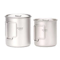 TOMSHOO Ultralight Titanium Cup Portable 2PCS Cup Set 450ml 750ml Camping Picnic Water Cup Mug with Foldable Handle