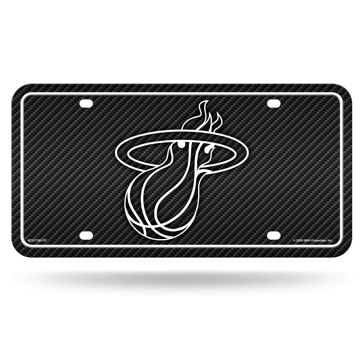 Miami NBA Heat 12x6 Carbon Fiber Design Metal License Plate Auto Tag