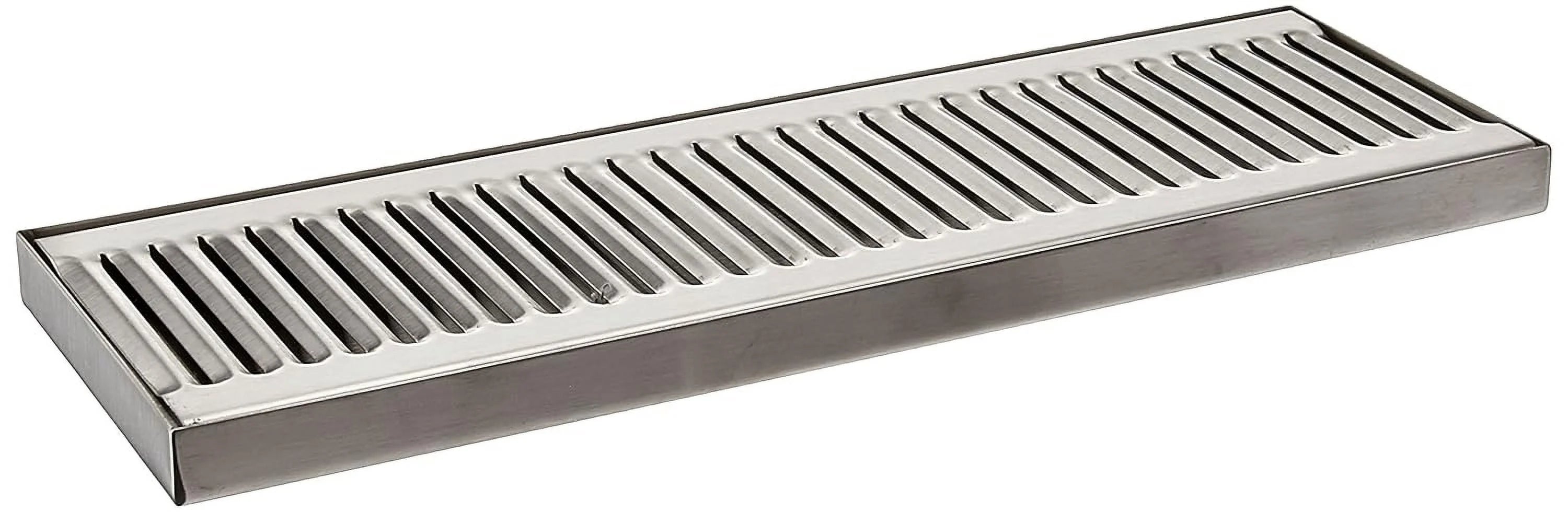 Surface Mount Drip Tray, No Drain, Stainless Steel, 4 Brushed Finish, 5 X 15 X 3/4, Silver
