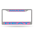 Rico Industries Basketball Miami Heat City Edition 12 x 6 Laser Cut Chrome Frame - Car/Truck/SUV Automobile Accessory