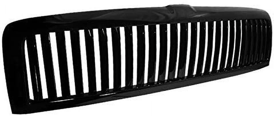 Gloss Black Front Bumper Hood Grill Grille Assembly Vertical Style Made For And Compatible With 1994 - 2001 Dodge RAM 1500 2500 3500 94 95 96 97 98 99 00 01