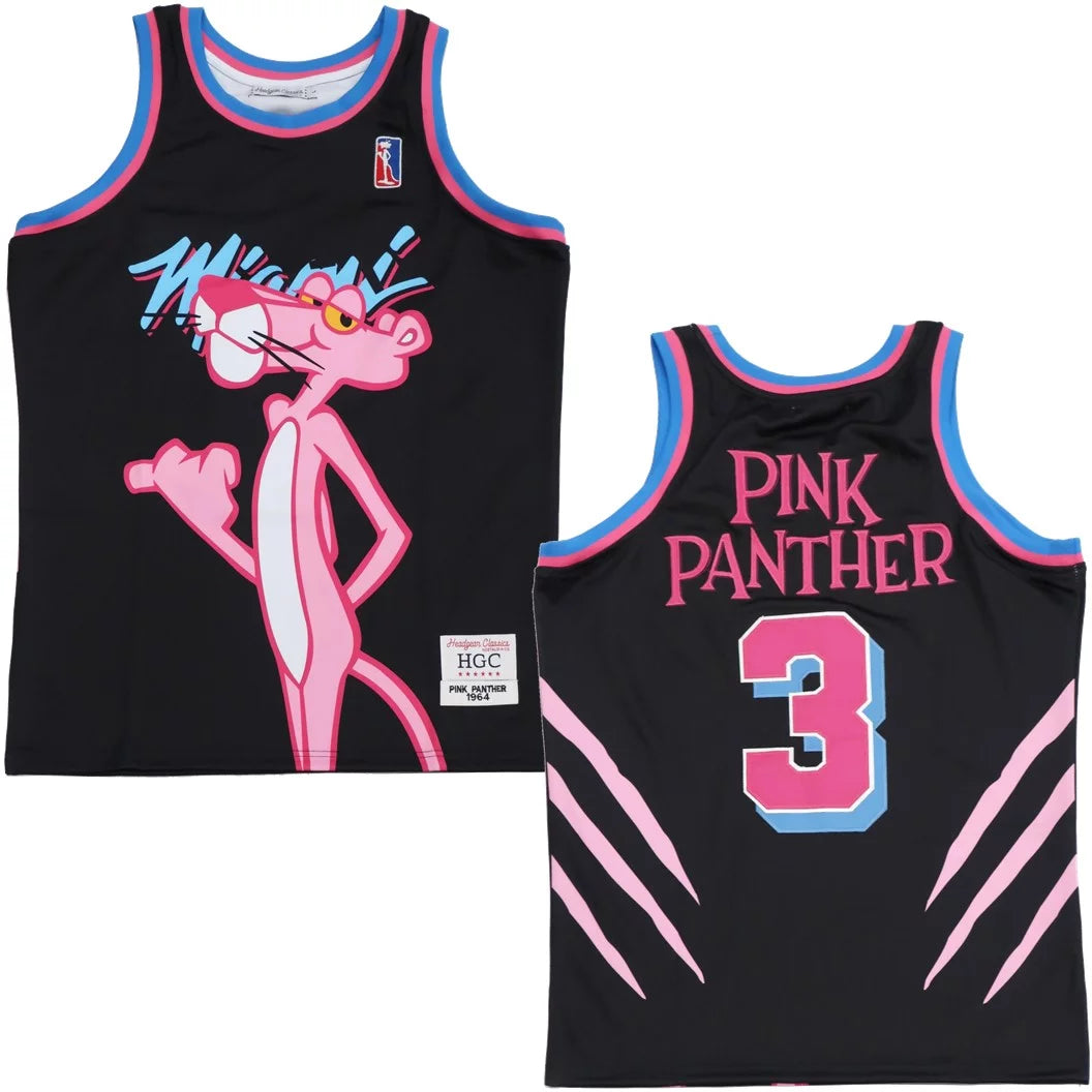 Pink Panther Miami Men's Headgear Classics Embroidered Basketball Jersey (Large, Black)