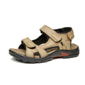 Men's Sandals Genuine Leather Sport Open Toes Sandals Casual Elastic Beach Slippers for