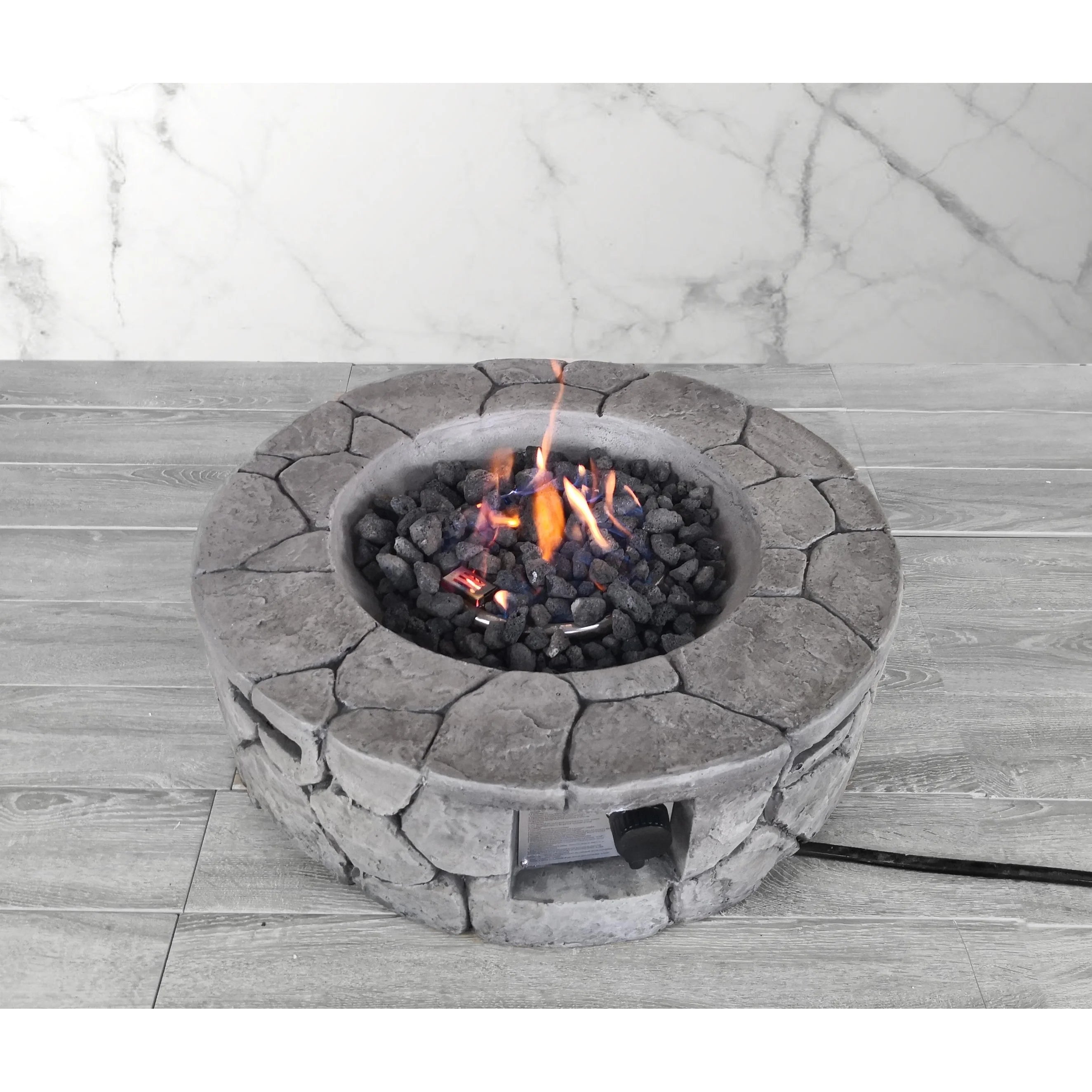 Living Source International 9'' H x 28'' W Fiber Reinforced Concrete Outdoor Fire pit(Stone Gray)