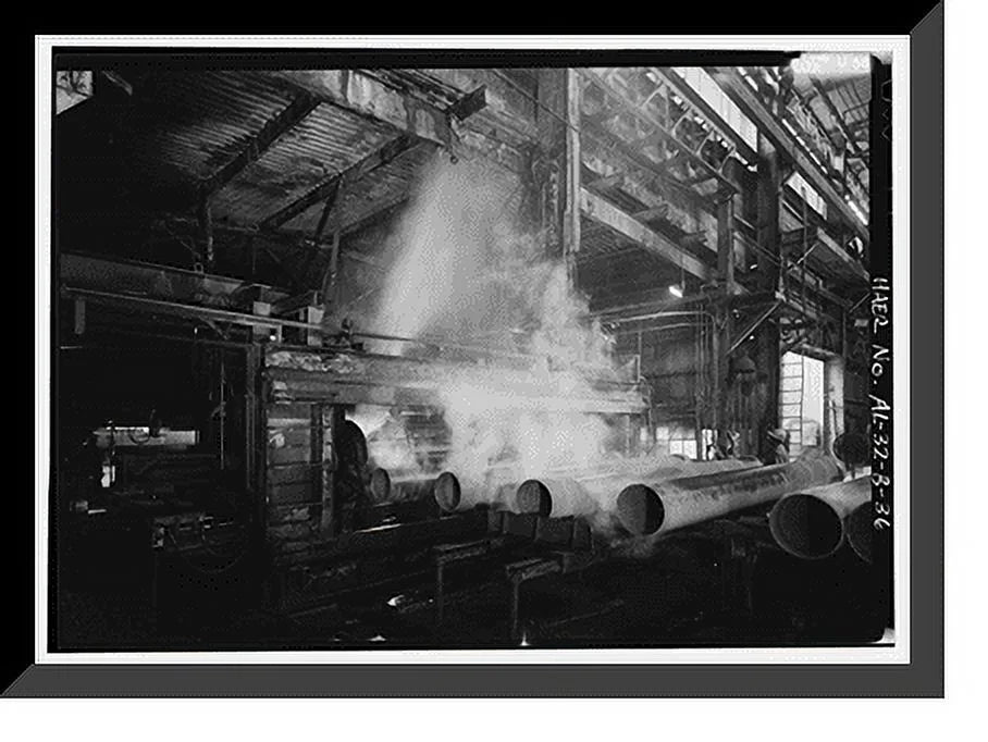 Historic Framed Print, United States Pipe & Foundry Company Plant, Pipe Casting & Testing Area, 2023 St. Louis Avenue at I-20/59, Bessemer, Jefferson County, AL - 23, 17-7/8 x 21-7/8