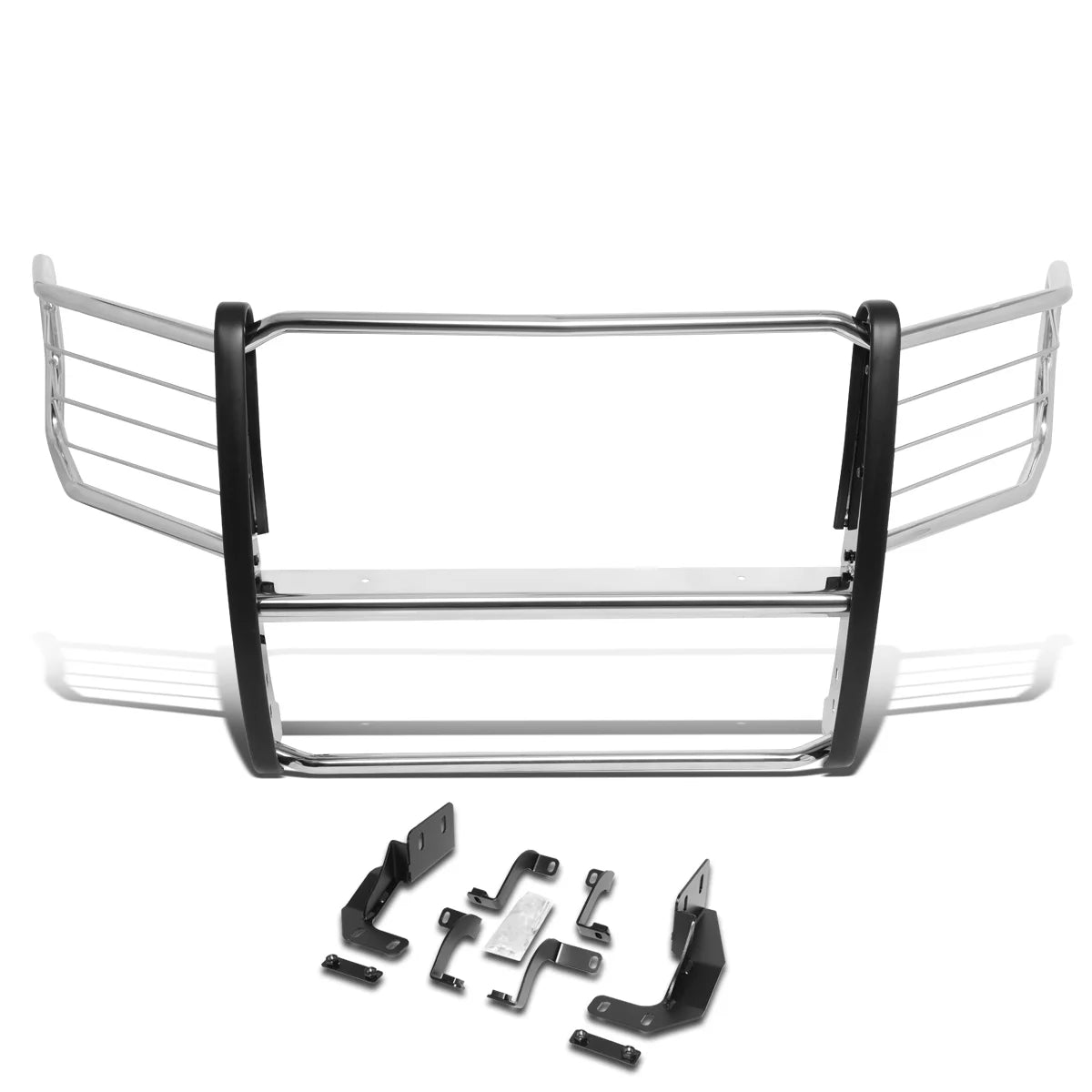 DNA Motoring GRILL-G-082-SS For 2015 to 2019 Ford F150 Stainless Steel Front Bumper Protector Brush Headlight / Grille Guard 16 17 18