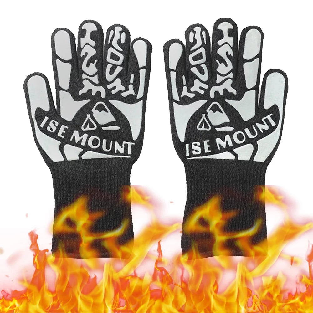 Yabuy Flameretardant Heat Insulation Gloves High Temperature Proof Gloves Camping Picnic BBQ Cotton Lining Gloves