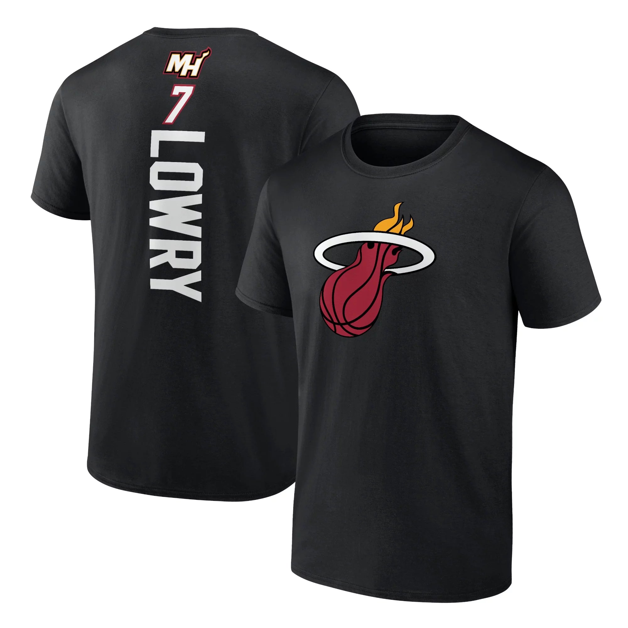 Men's Fanatics Branded Kyle Lowry Black Miami Heat Playmaker Name & Number T-Shirt