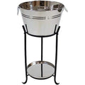 Ice Bucket Drink Cooler With Stand And Tray - Stainless Steel - Holds Beer, Wine, Champagne And More