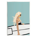 Stupell Industries Woman Carrying Surf Board Windblown Beach Hair Graphic Art Unframed Art Print Wall Art, Design by Amelia Noyes