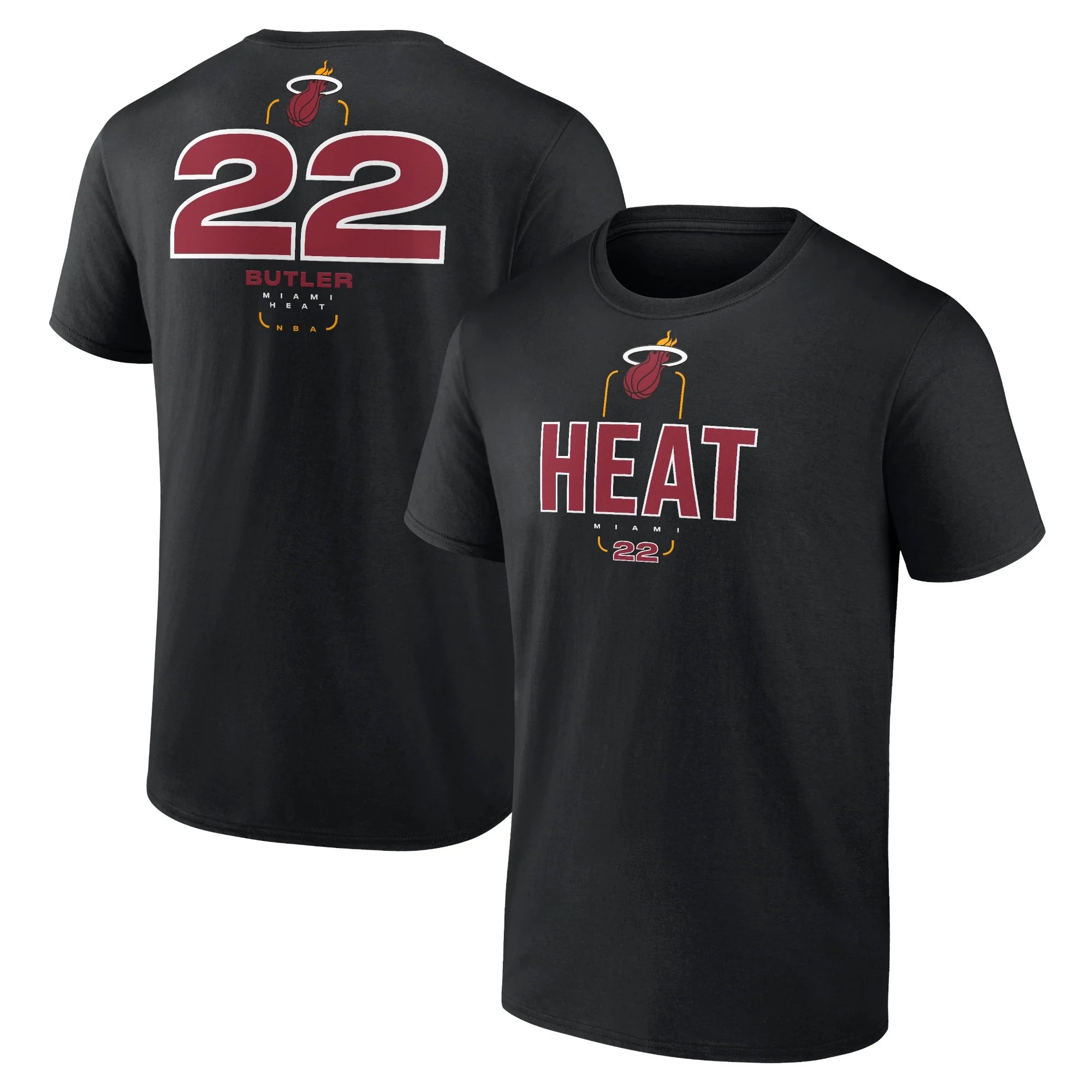 Men's Fanatics Branded Jimmy Butler Black Miami Heat Behind The Back Name & Number T-Shirt