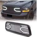 Kojem Front Shell Grille for 13 14 15 16 17 18 Dodge RAM 1500 (W/Light) Black Big Horn Grill