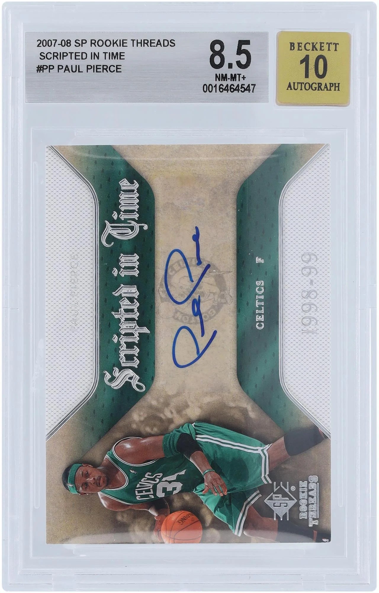 Paul Pierce Boston Celtics Autographed 2007-08 Upper Deck SP Rookie Threads Scripted in Time #SIT-PP BGS Authenticated 8.5/10 Card - Fanatics Authentic Certified