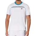 Fila Men`s Back Spin Short Sleeve Tennis Top White and Silver Sconce (  LARGE   )